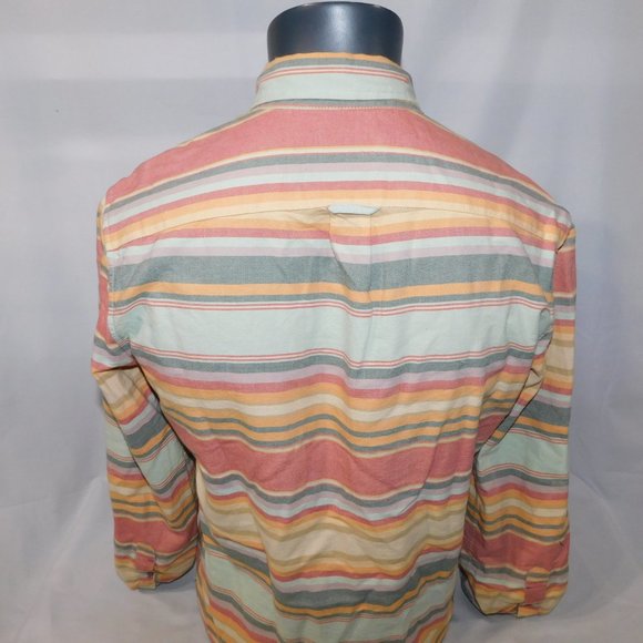 American Eagle Men S 1/4 Button Pullover Long Sleeve Striped Button Down Shirt - Picture 8 of 10